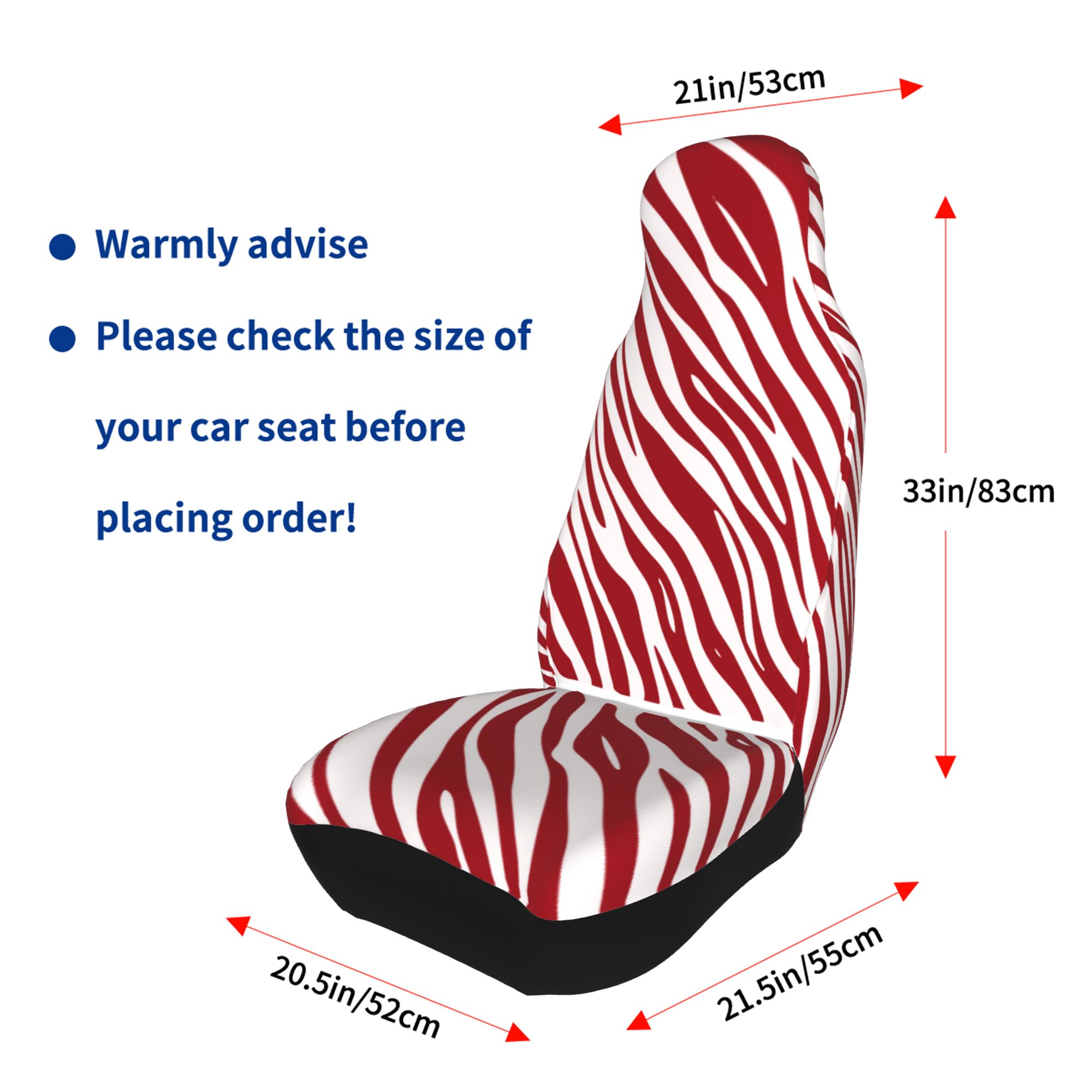 ZICANCN Car Seat Covers Front Seats Only，Red Zebra Texture Automotive Seat Covers Protectors for Cars Trucks Suv 2 Pack