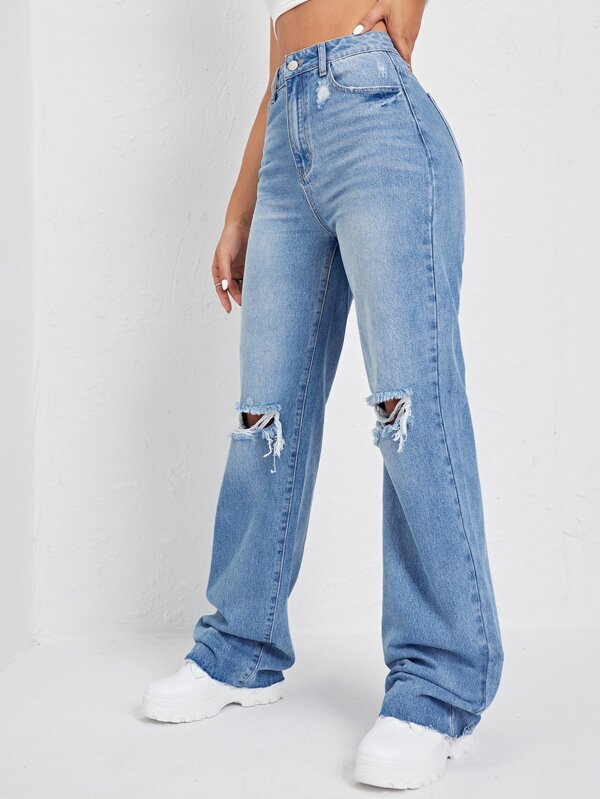 High Waist Ripped Jeans