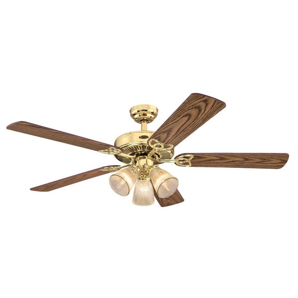 Westinghouse Lighting Vintage 52-Inch Indoor 5-Blade Ceiling Fan， Dimmable LED Light with Clear Ribbed Glass Shopping - The Best Deals on Ceiling Fans | 39655602