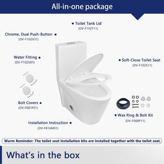 DEERVALLEY DeerValley Ace 1-piece 1.11.6 GPF Dual Flush Elongated Toilet in Glossy White Seat Included DV-1F52102