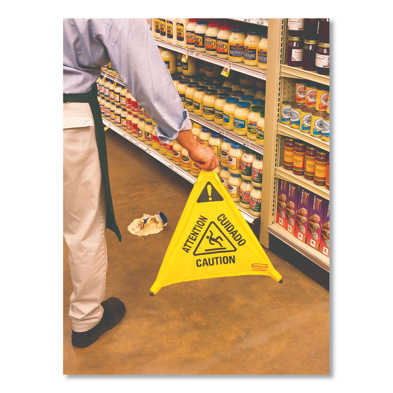 Multilingual Pop-Up Wet Floor Safety Cone by Rubbermaidandreg; Commercial RCP9S0100YL