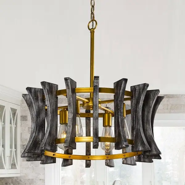 Antique Grey/ Gold Wooden 4-Light Porch Chandelier Shopping - The Best Deals on Chandeliers