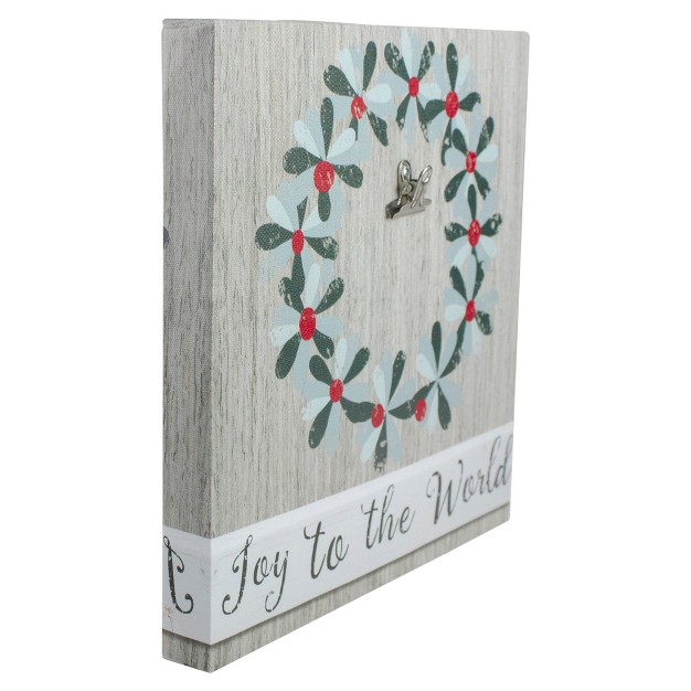 Christmas Wreath And Joy To The World Canvas Wall Art With Photo Clip