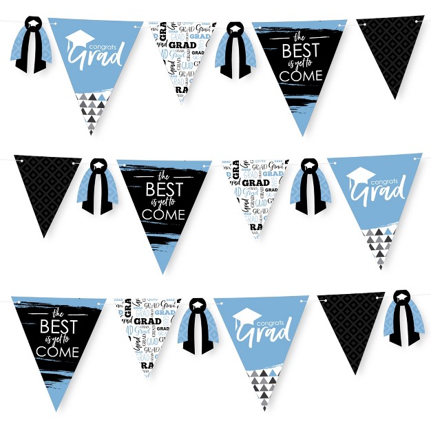 Big Dot Of Happiness 30 Piece Light Blue Graduation Party Pennant Triangle Banner