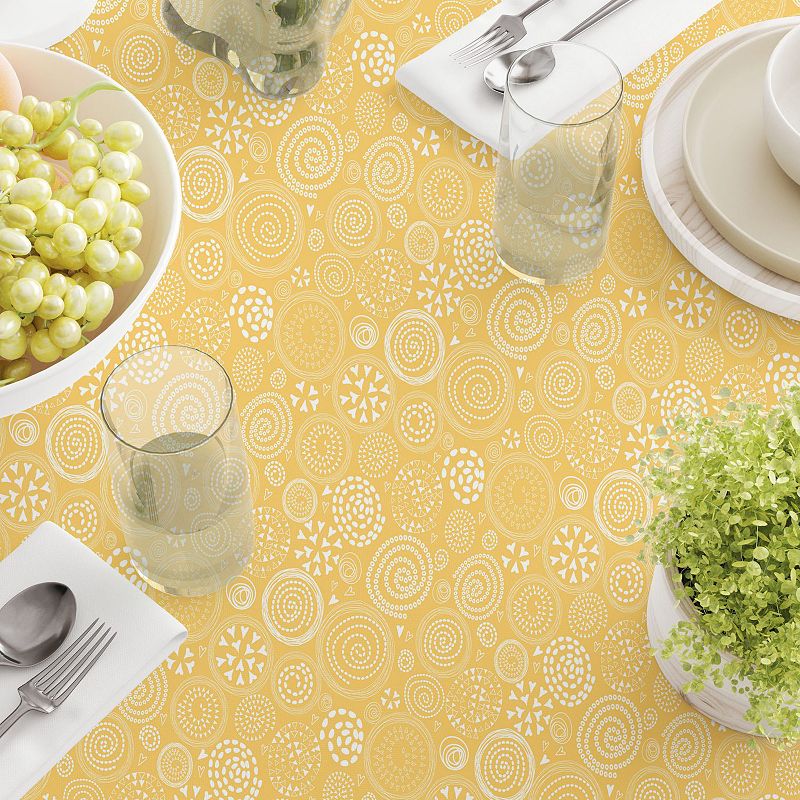 Square Tablecloth， 100% Cotton， 60x60， Bright Patterns in Circles