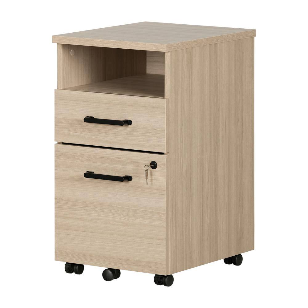 South Shore Zelia Soft Elm Decorative Vertical File Cabinet with 2-Drawers 13356