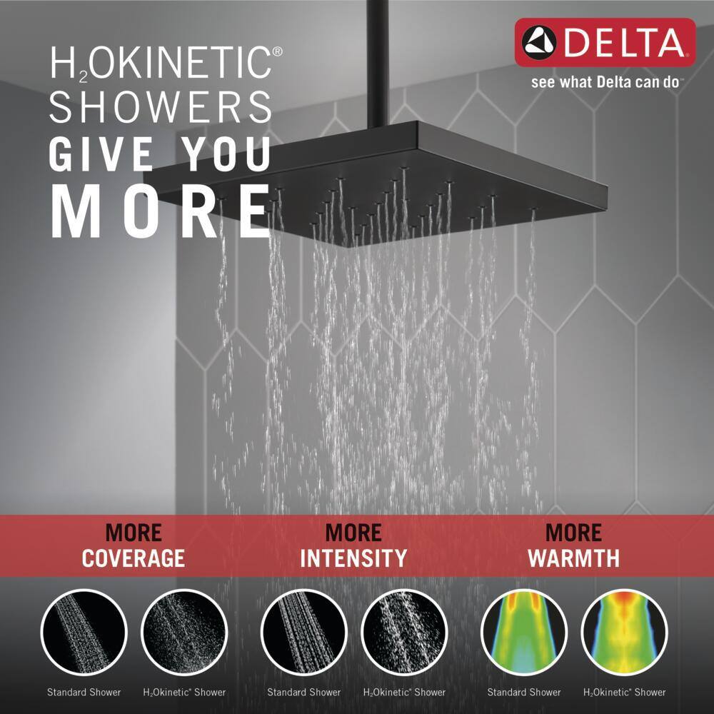 Delta 1-Spray Patterns 1.75 GPM 12 in. Wall Mount Fixed Shower Head with H2Okinetic in Matte Black 52161-BL