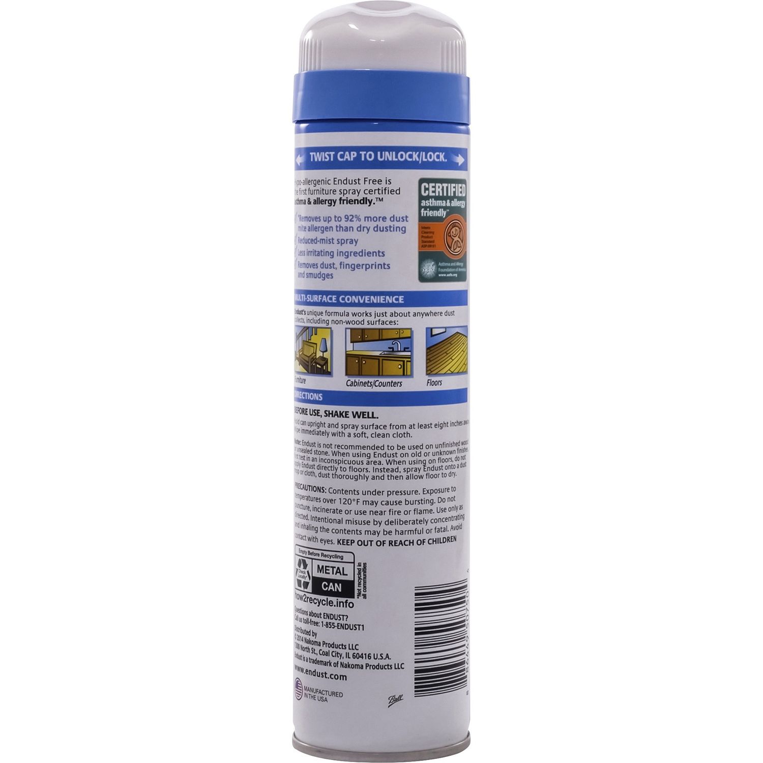 ENDUST Free Dusting and Cleaning Spray by Diversey， Inc DVOCB507501CT