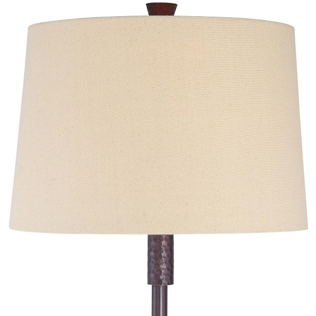 Tall Bronze Hammered Usb And Outlet Oatmeal Shade For Living Room Bedroom Office