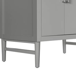 Home Decorators Collection Nova 37 in. W x 22. D x 35. H Vanity in Storm Grey with Engineered Solid Surface Vanity Top 21038-VS37EW-ST