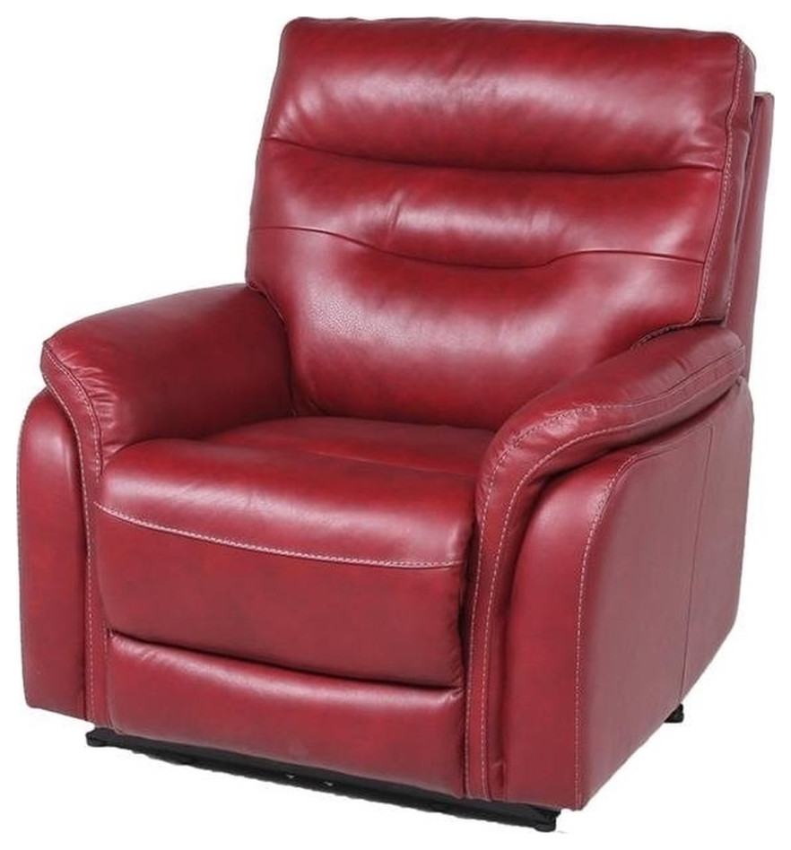 Fortuna Dark Red Leather Power Recliner Chair   Contemporary   Recliner Chairs   by Homesquare  Houzz