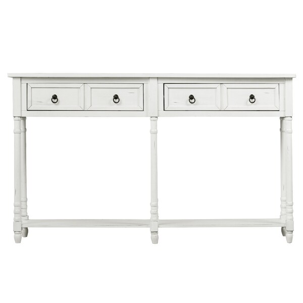 Nestfair Rectangular Console Table with Drawers and Shelf