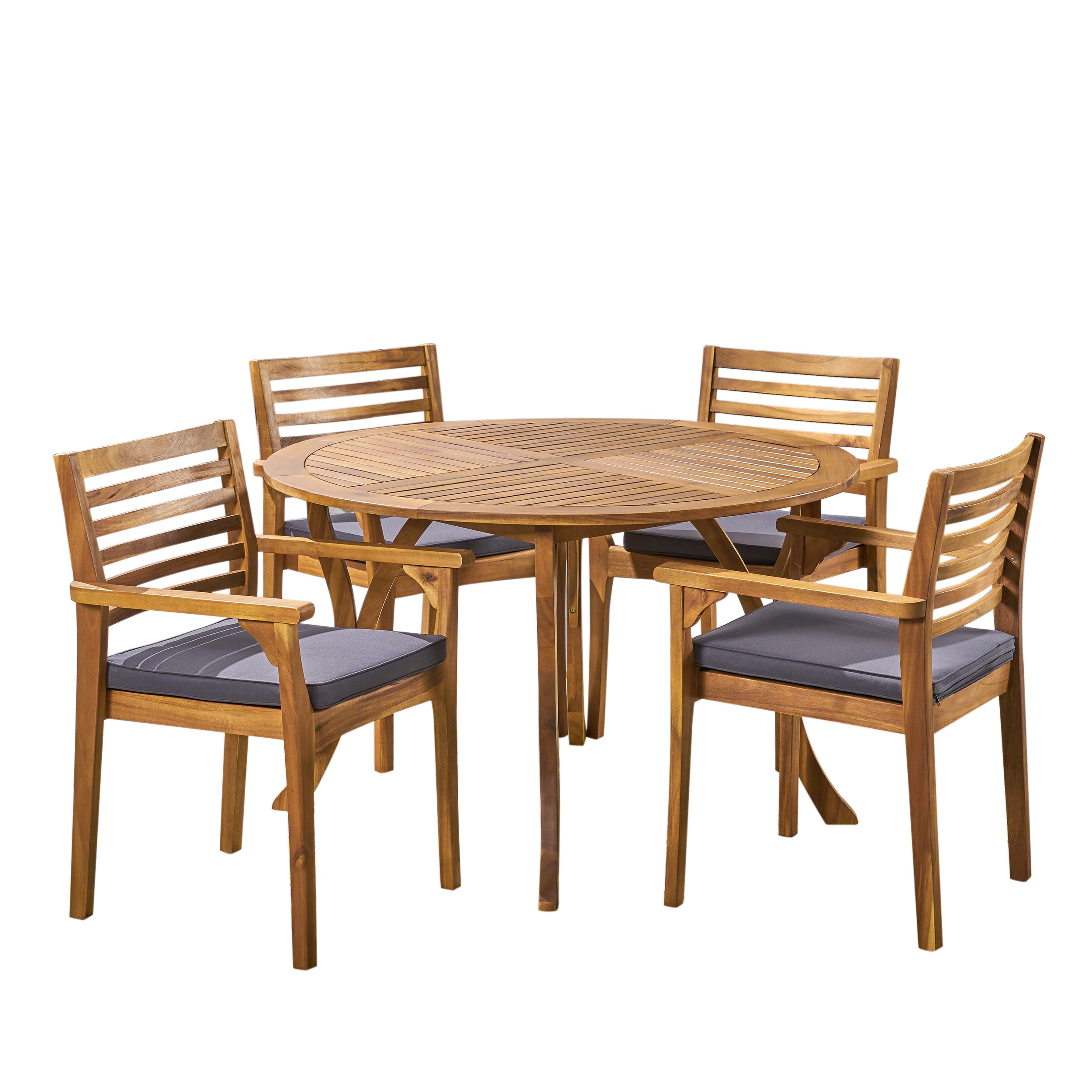 Phoenix Outdoor Acacia 4-Seater Dining Set with Cushions and 47