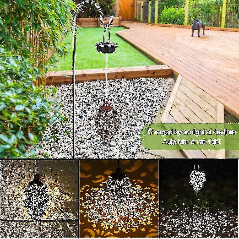 Solar Lantern Light， Outdoor Hanging Garden Lights Metal Lamp For Patio， Yard， Porch， Lawn， Courtyar