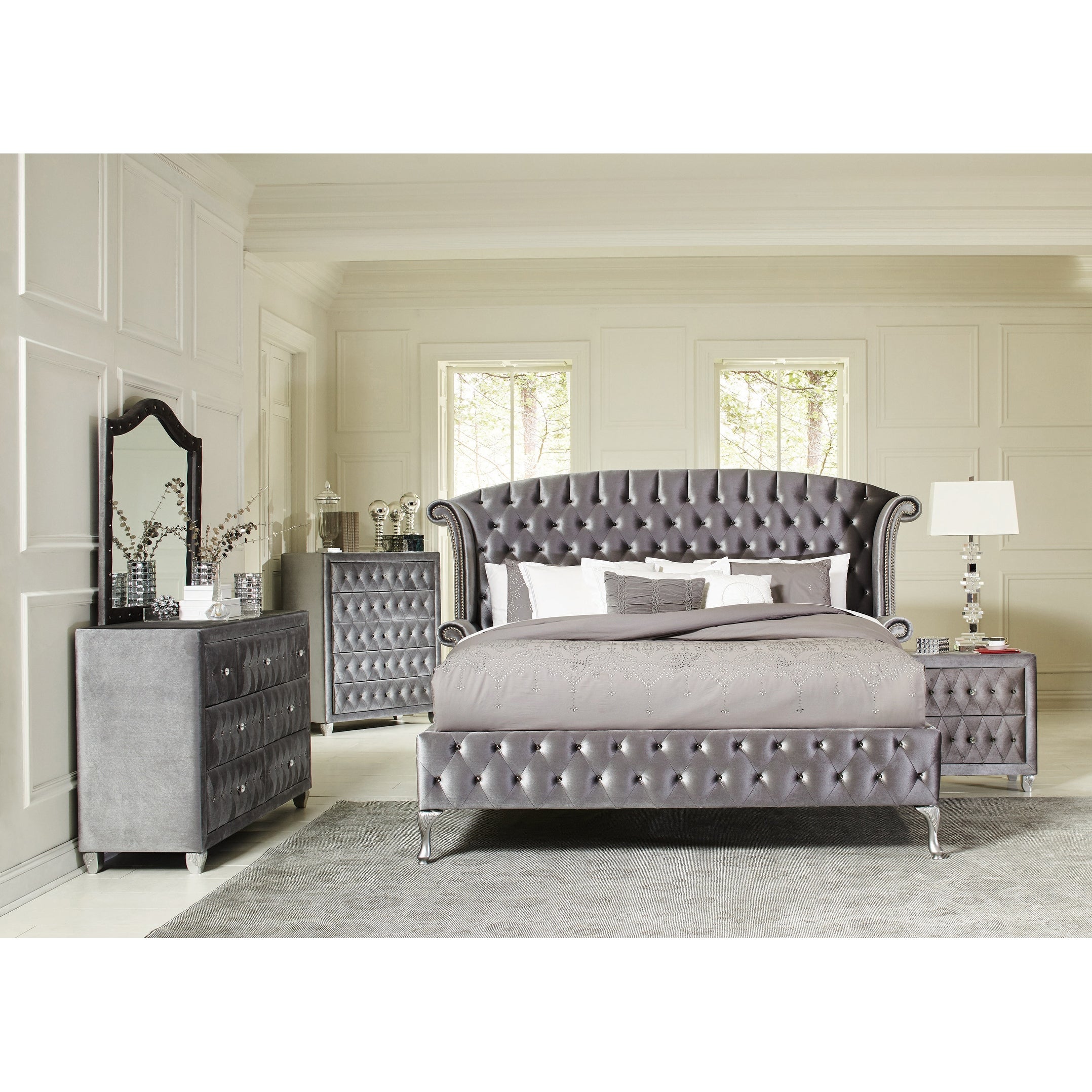 Audrey 2-piece Upholstered Tufted Bedroom Set with Chest - - 34936344