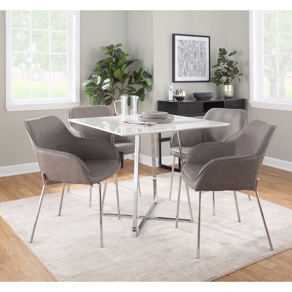 Silver Orchid Galotti Chrome Upholstered Dining Chair (Set of 2)