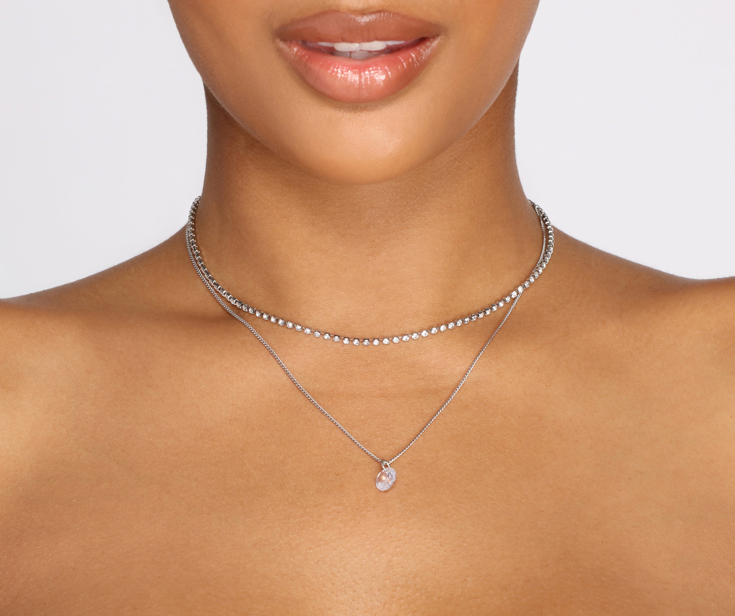 Dainty Cubic Zirconia Drop Necklace