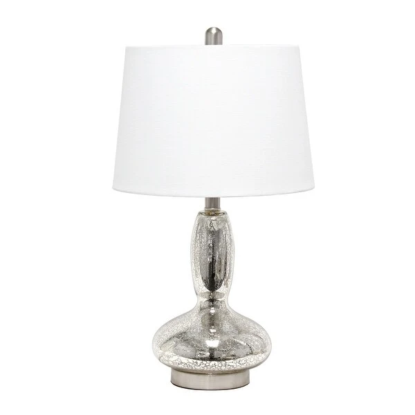 Lalia Home Glass Dollop Table Lamp with White Fabric Shade， Seafoam - 8.8L x 8.8W x 16.5H