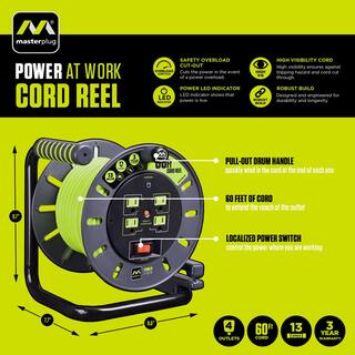 Masterplug 60 ft. 143 Wire Gauge with 4-Outlets Extension Cord OMA601114G4SL-US
