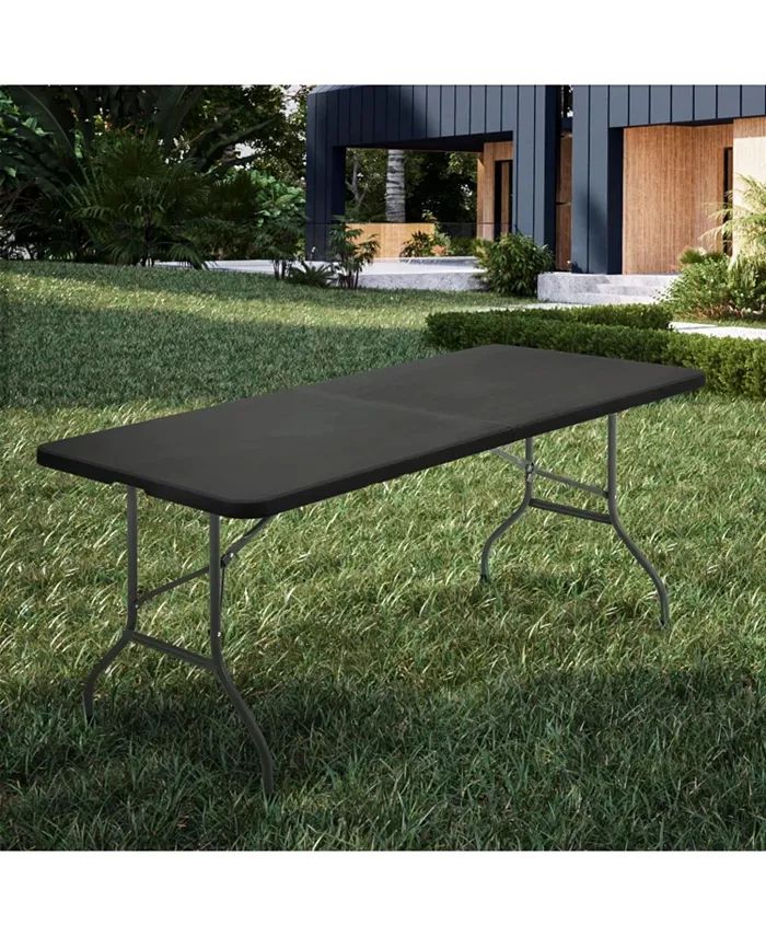 SUGIFT 6 ft Plastic Folding Table Portable Fold-in-Half Table for Outdoor