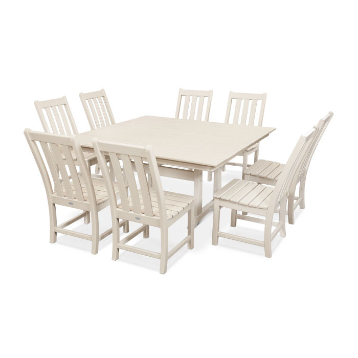 Polywood Vineyard 9-Piece Farmhouse Trestle Dining Set PWS342-1