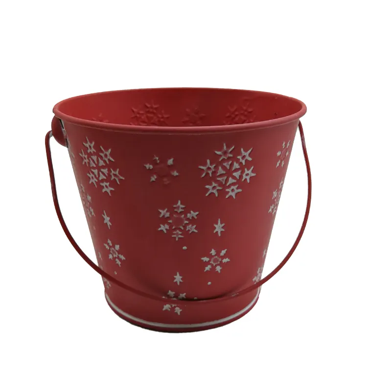 Home and garden decor Christmas holiday galvanized metal bucket candy bucket with handle