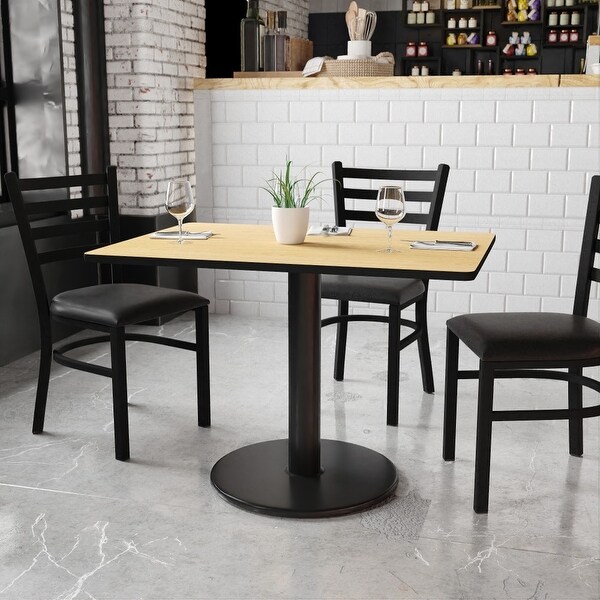 30'' x 42'' Rectangular Laminate Table Top with 24'' Round Table Height Base - 30