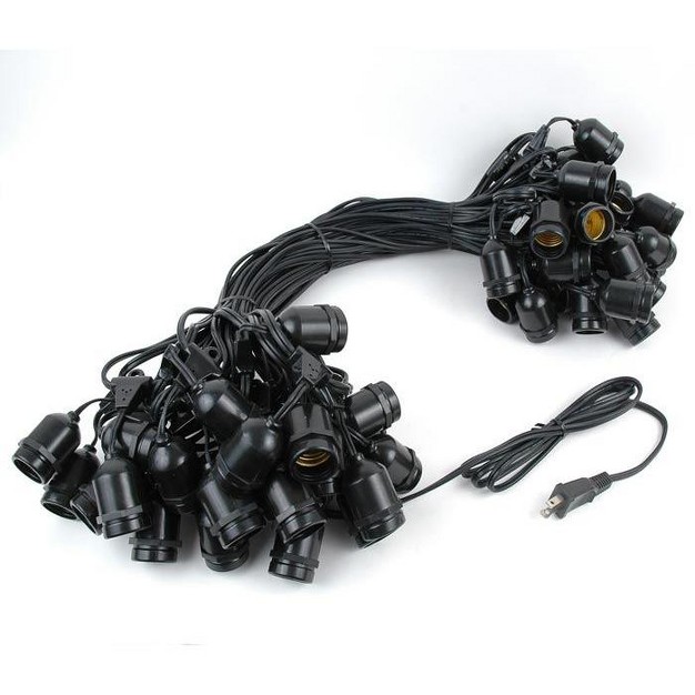 Novelty Lights Edison Outdoor String Lights With 50 Suspended Sockets Black Wire 100 Feet