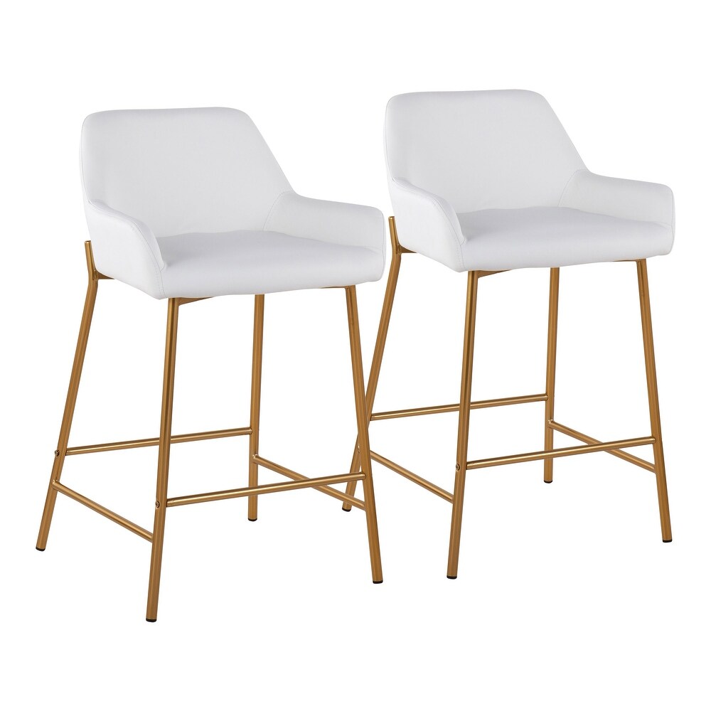 Silver Orchid Galotti Gold Fixed Height Upholstered Counter Stool   Set of 2