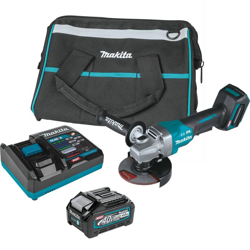 Makita 40V Max XGT Brushless 4-125 in. Paddle Switch Angle Grinder Kit wElectric Brake (4.0Ah) with Bonus XGT 4.0Ah Battery GAG03M1-BL4040