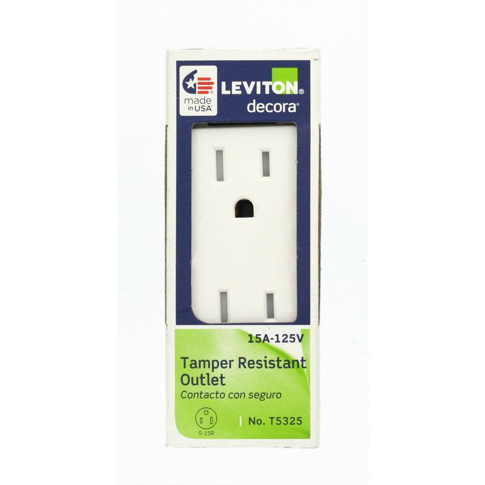 Leviton Decora 15 Amp Tamper Resistant Duplex Outlet White R57-T5325-0DW