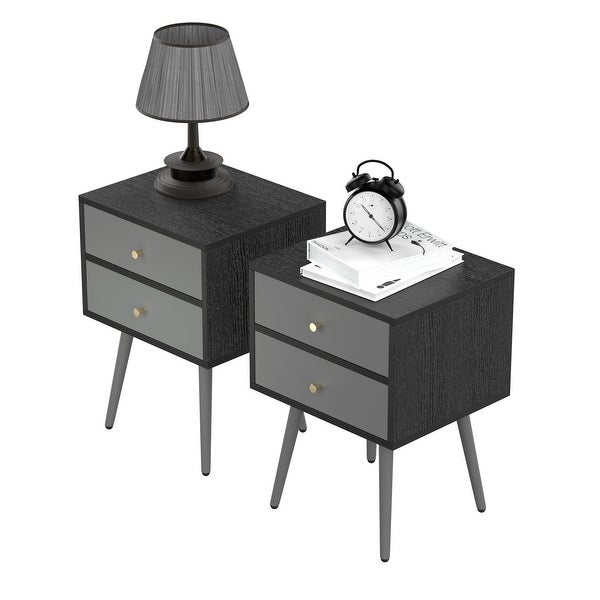 Modern Bedside Tables Set of 2，Nightstand with Storage Drawer Chic Sofa Table for bedroom living room office