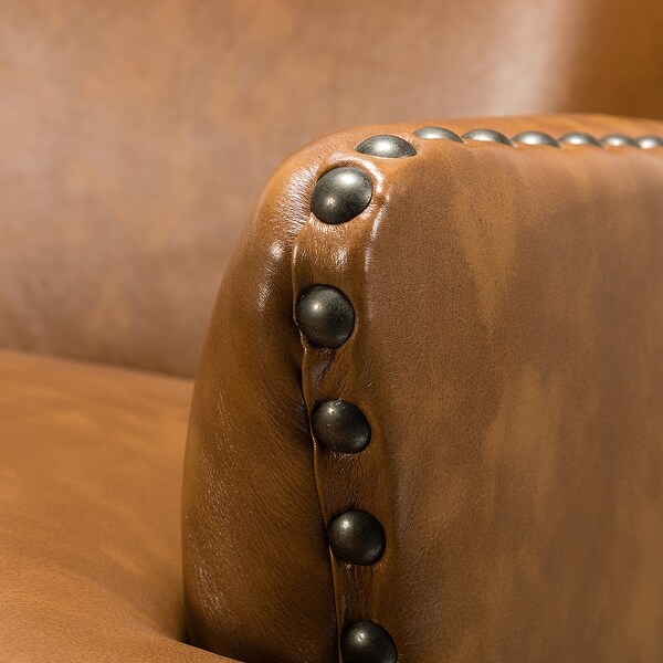 Anatole Modern Leather Wingback Arm Chair with Nailhead Trim by HULALA HOME