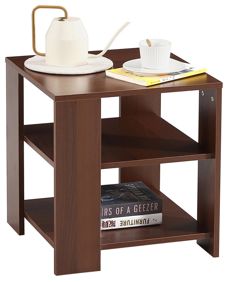 3 Tier Small Space End Table Modern Night Stand Brown   Transitional   Side Tables And End Tables   by CIPACHO  Houzz