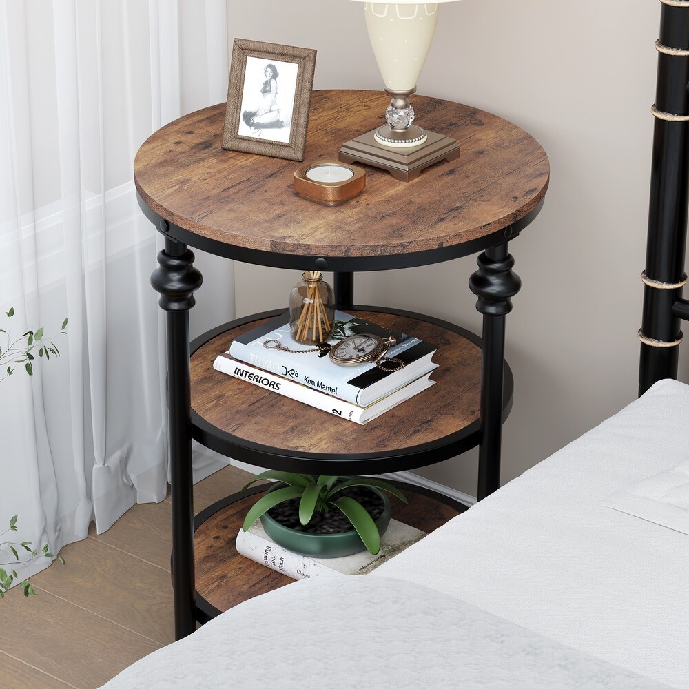 End Table 3 Tier Round Side Table