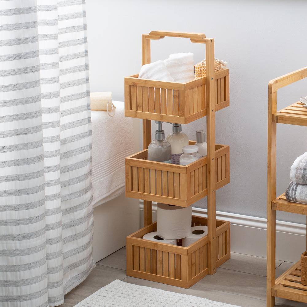 OIA Bamboo Deluxe 3 Tier Bathroom Caddy nh-29948W-1