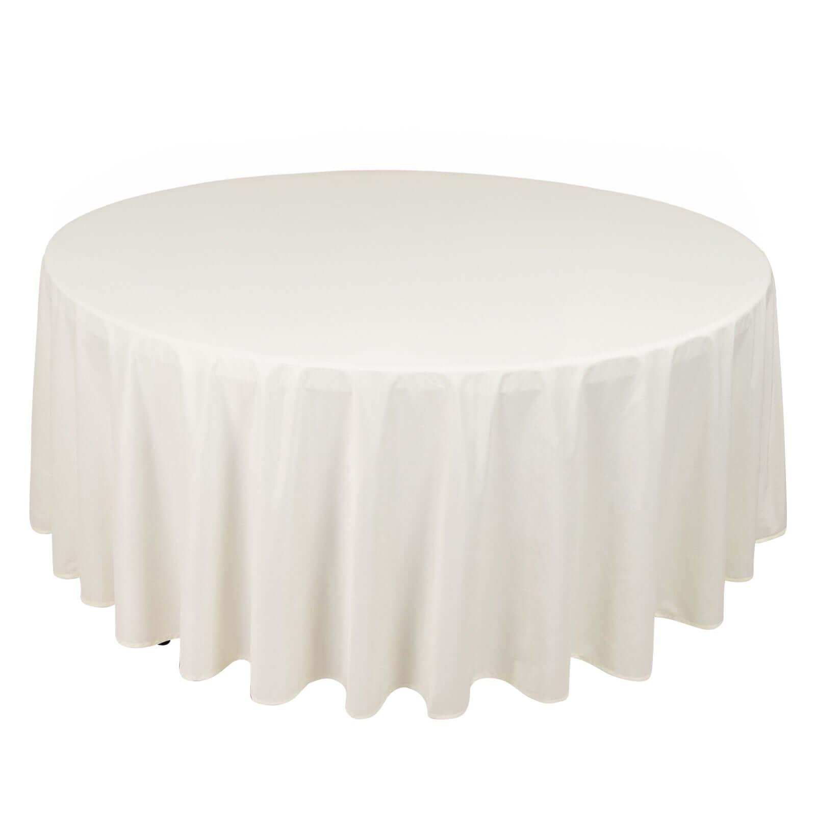 Ivory Premium Scuba Round Tablecloth, Wrinkle Free Polyester Seamless Tablecloth 108