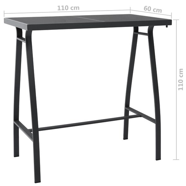 vidaXL Patio Bar Table Black Tempered Glass