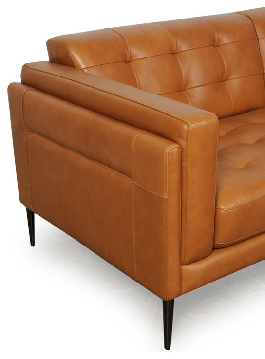 Murray Full Leather Loveseat  Tan   Midcentury   Loveseats   by Moroni  Houzz