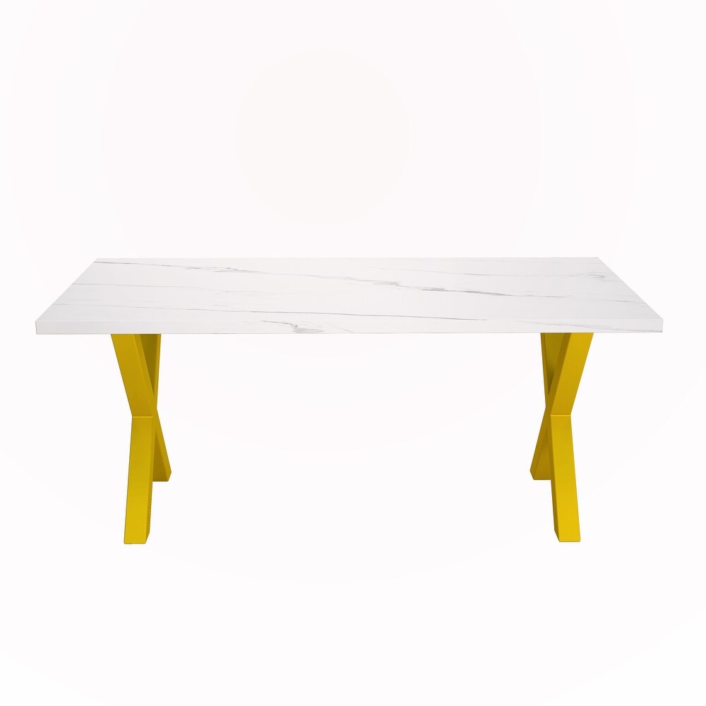 Square Dining Table with Printed Marble