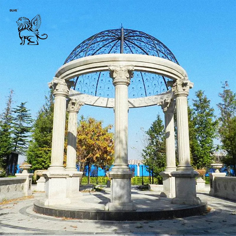 factory supply european style round metal gazebo with stone MGA 13