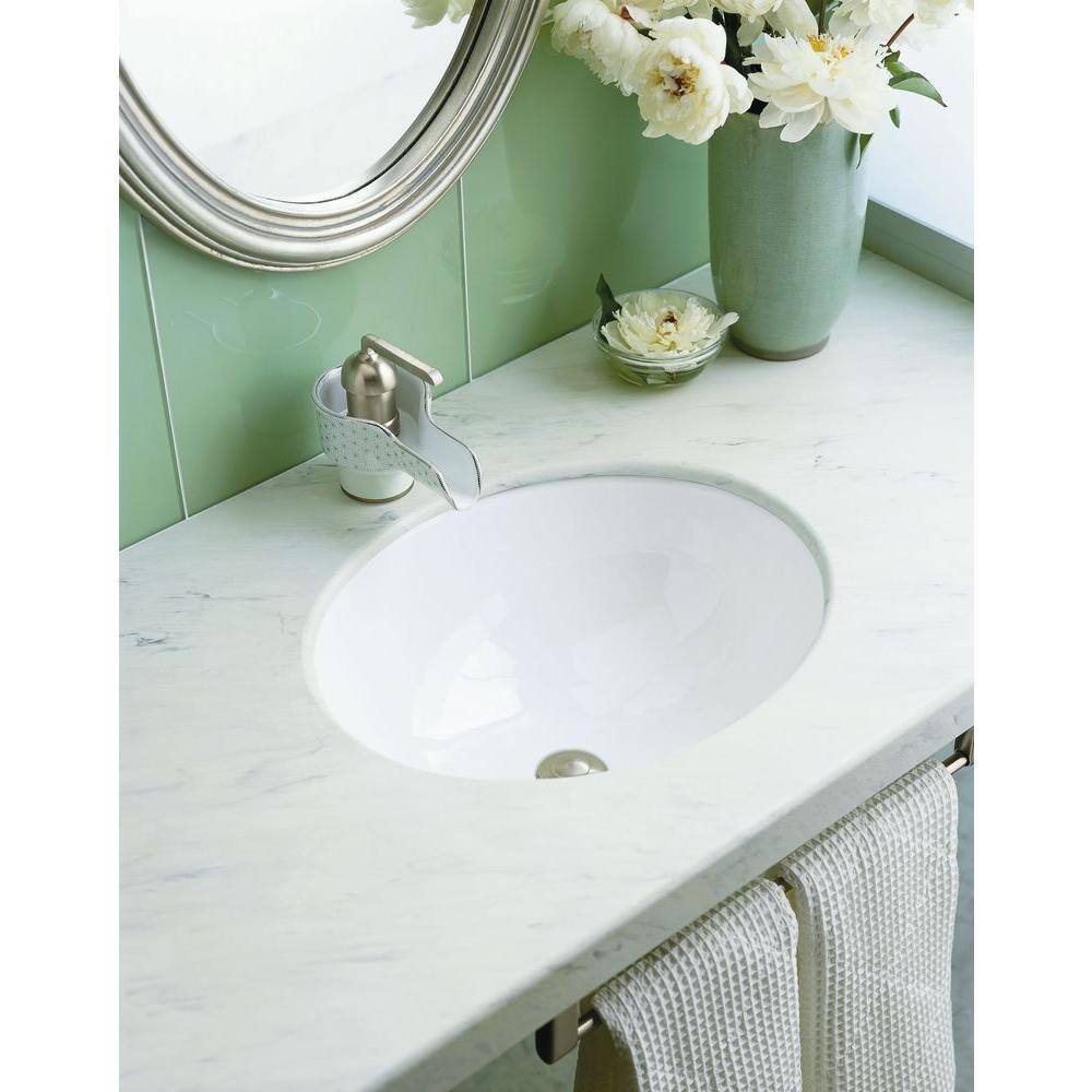 KOHLER Caxton Vitreous China Undermount Bathroom Sink in White K-2205-0