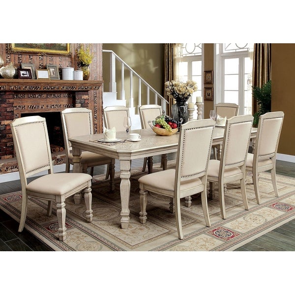 Wooden Dining Table in Antique White Finish - Antique White