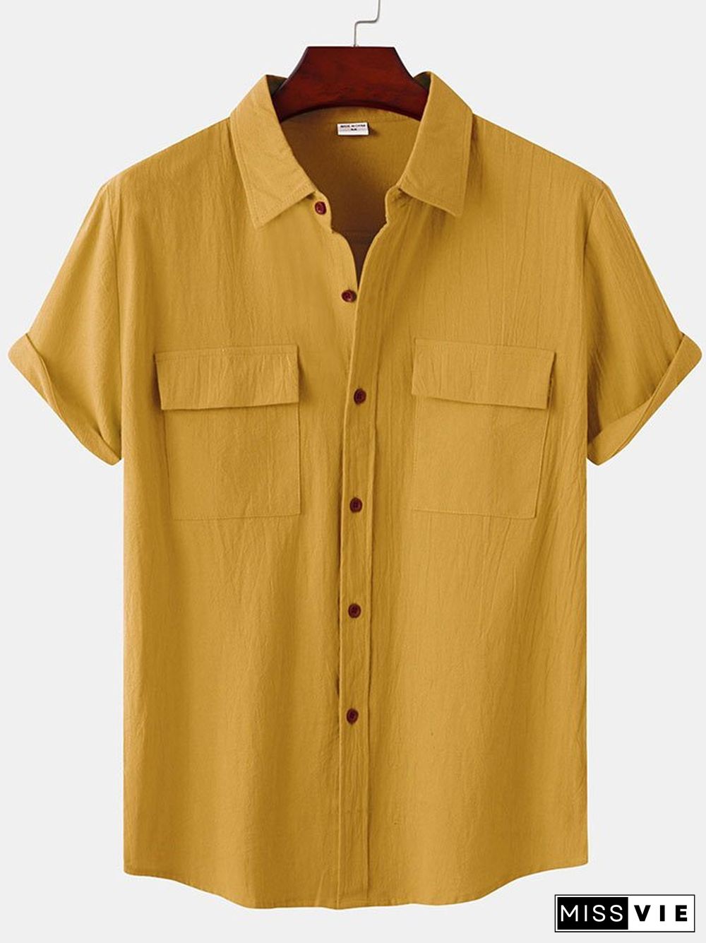 Casual Solid Color Pocket Shirt