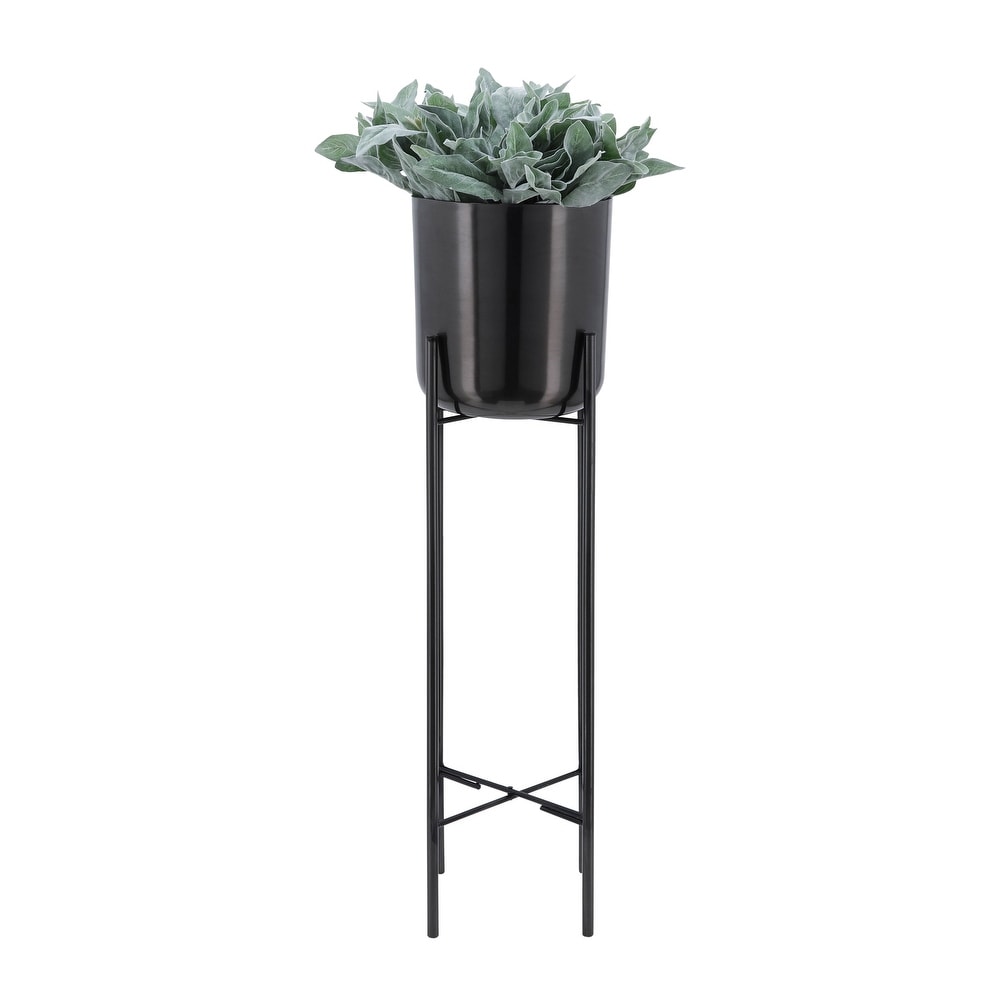 Gunmetal Black Iron Metal Planters on Stands (Set of 3)   11.0\