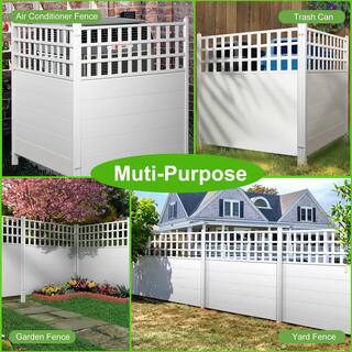 NEUTYPE 4 ft. x 4 ft. Vinyl Privacy Fence Panel White Grids HD-A-YP01003