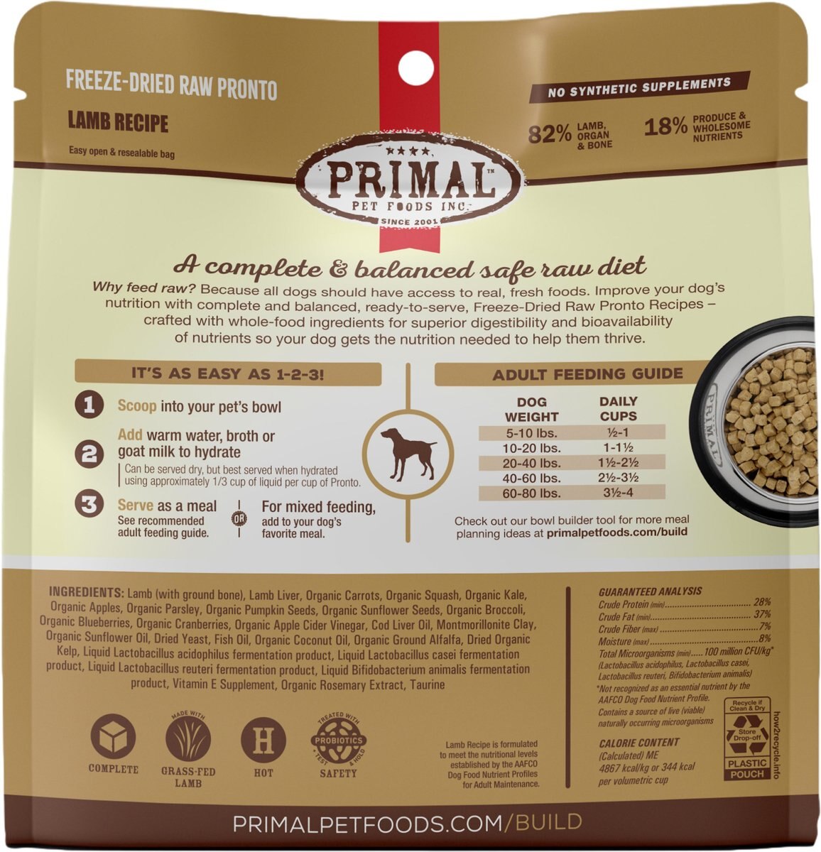 Primal Raw Pronto Lamb Recipe Dog Freeze-Dried Food