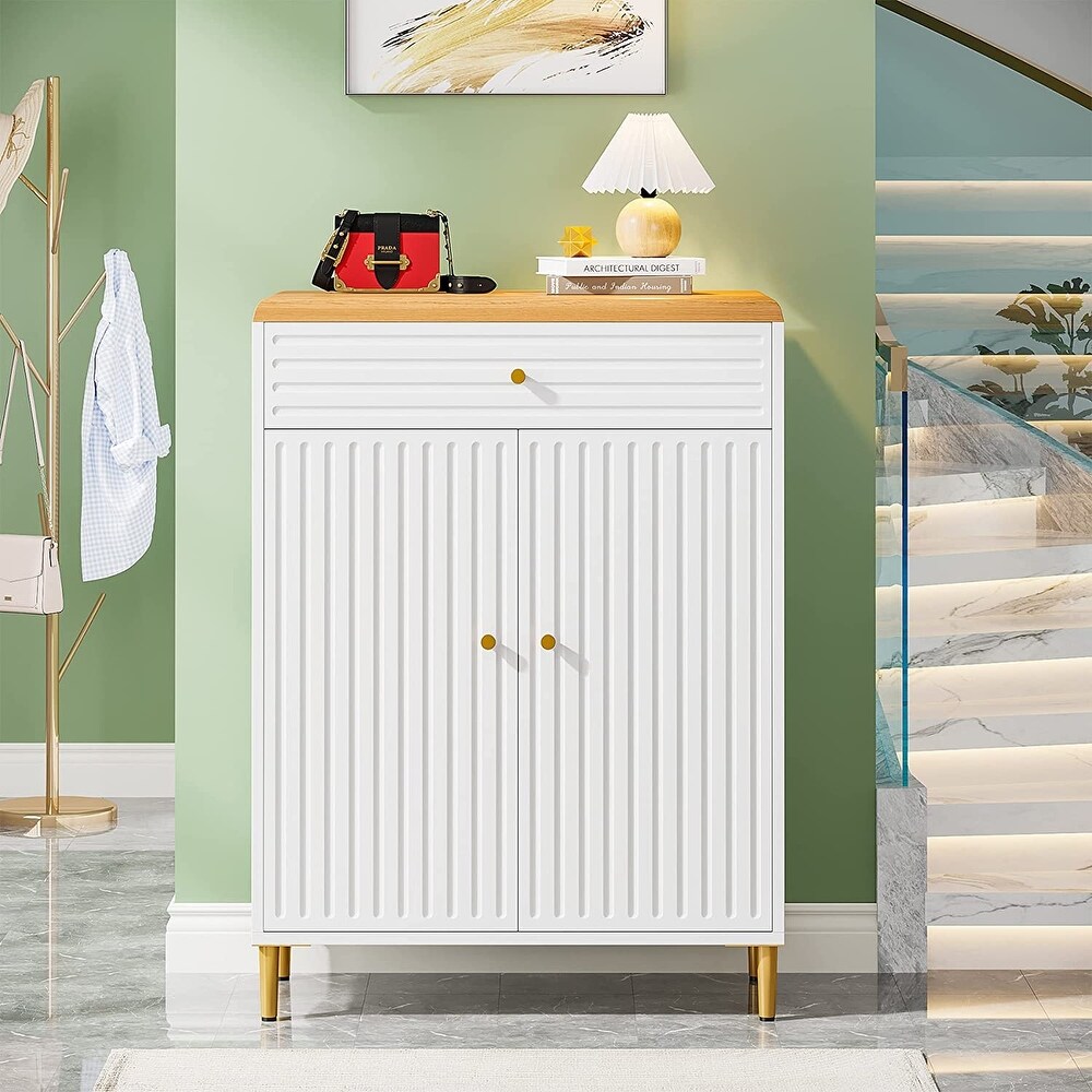 Modern Shoe Cabinet with Door and Drawer for Entryway