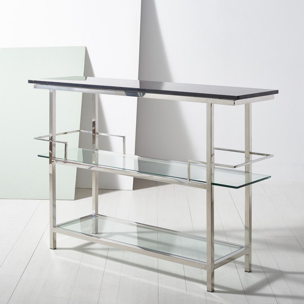 Safavieh Rosalina Marble Top Console Table Silver/Black   Contemporary   Console Tables   by Safavieh  Houzz