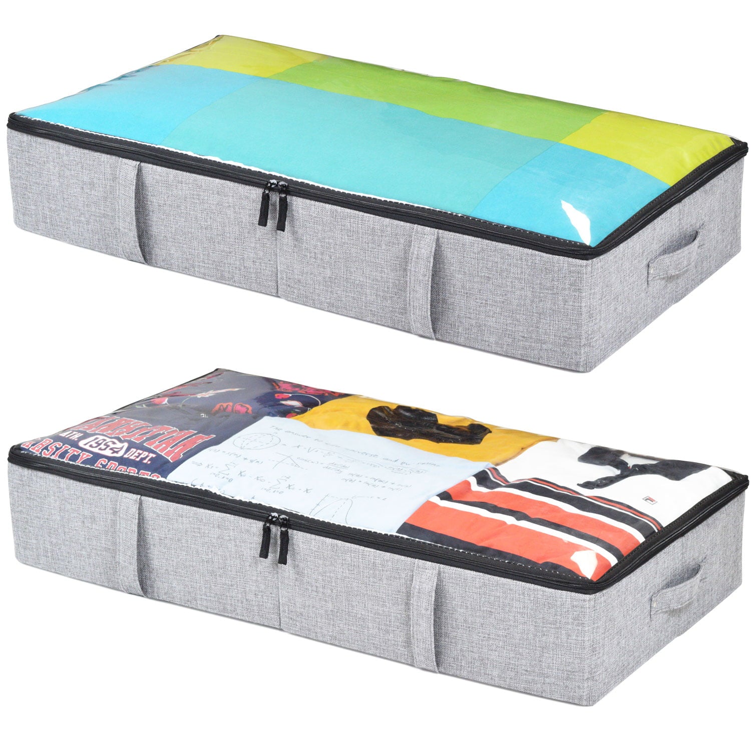 storageLAB Underbed Storage Containers, Set of 2, Grey, Fabric